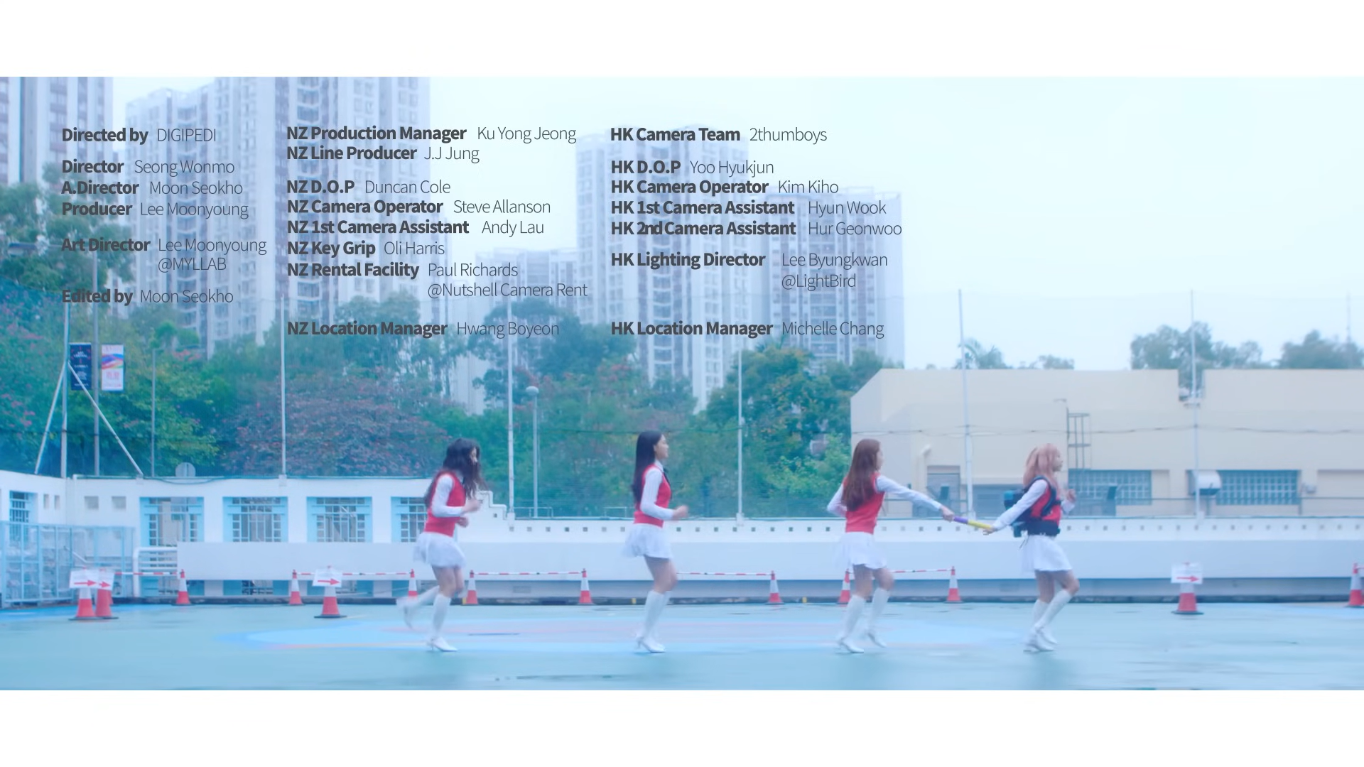 Loona One Third practicing passing the baton.